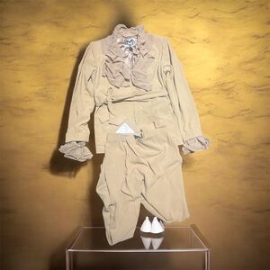 Marc Bouwer Tan Sheer Detachable Ruffle Front  Sleeve Jacket Zip Up Lined 100